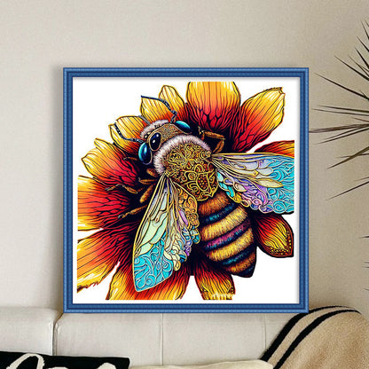 Colorful Bee - 18CT Stamped Cross Stitch 30*30CM