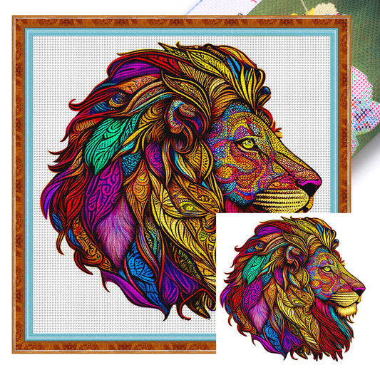 Colorful Lion - 18CT Stamped Cross Stitch 30*30CM
