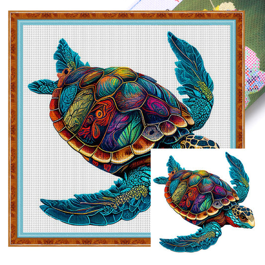Colorful Turtle - 18CT Stamped Cross Stitch 30*30CM