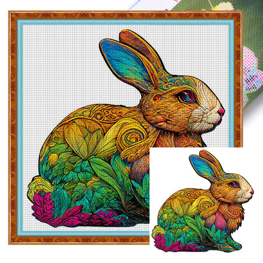 Colorful Bunny - 18CT Stamped Cross Stitch 30*30CM
