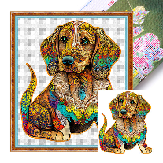 Colorful Puppy - 18CT Stamped Cross Stitch 30*35CM