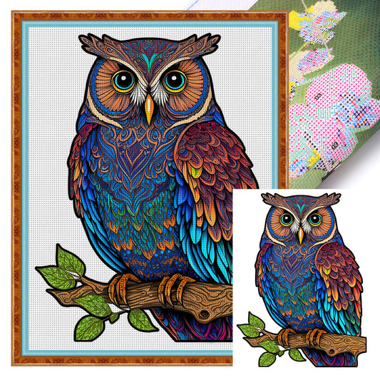 Colorful Owl - 18CT Stamped Cross Stitch 30*40CM