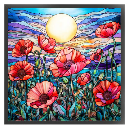 Sunset Poppy Flower - 14CT Stamped Cross Stitch 40*40CM