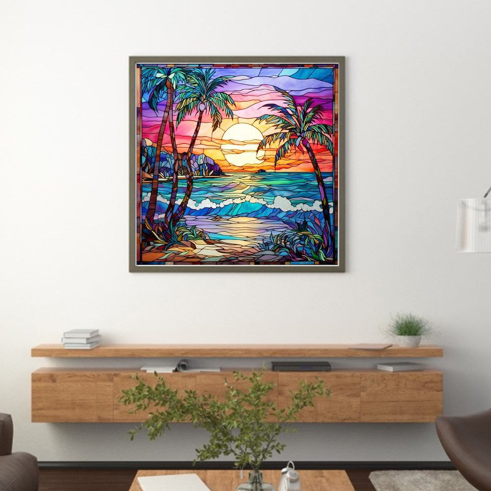 Sunset Beach - 14CT Stamped Cross Stitch 40*40CM