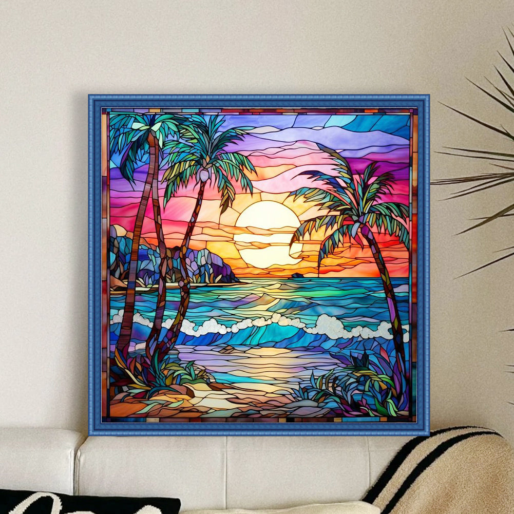 Sunset Beach - 14CT Stamped Cross Stitch 40*40CM