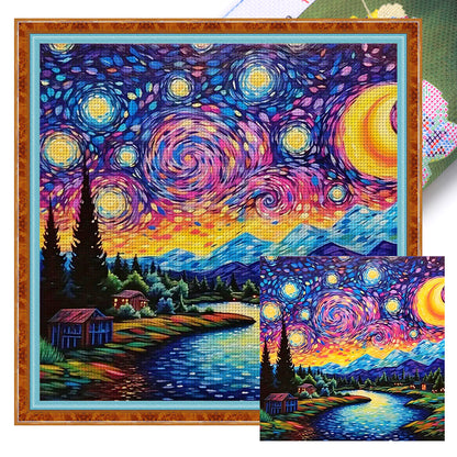 Van Gogh Starry Sky - 14CT Stamped Cross Stitch 40*40CM