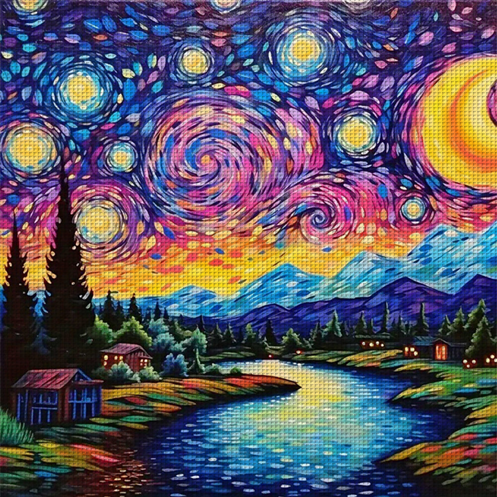 Van Gogh Starry Sky - 14CT Stamped Cross Stitch 40*40CM