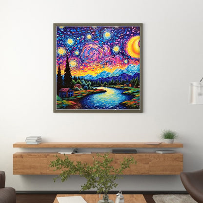 Van Gogh Starry Sky - 14CT Stamped Cross Stitch 40*40CM