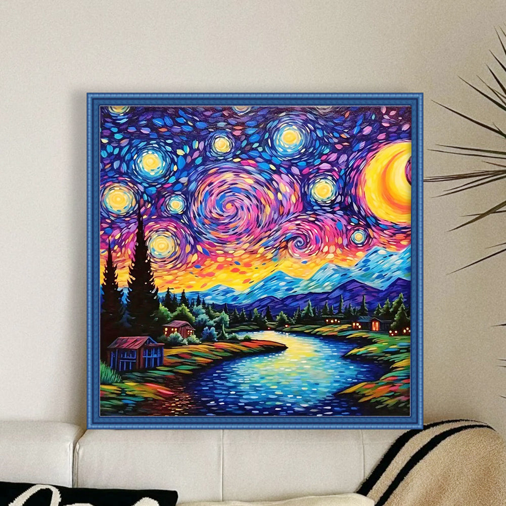 Van Gogh Starry Sky - 14CT Stamped Cross Stitch 40*40CM