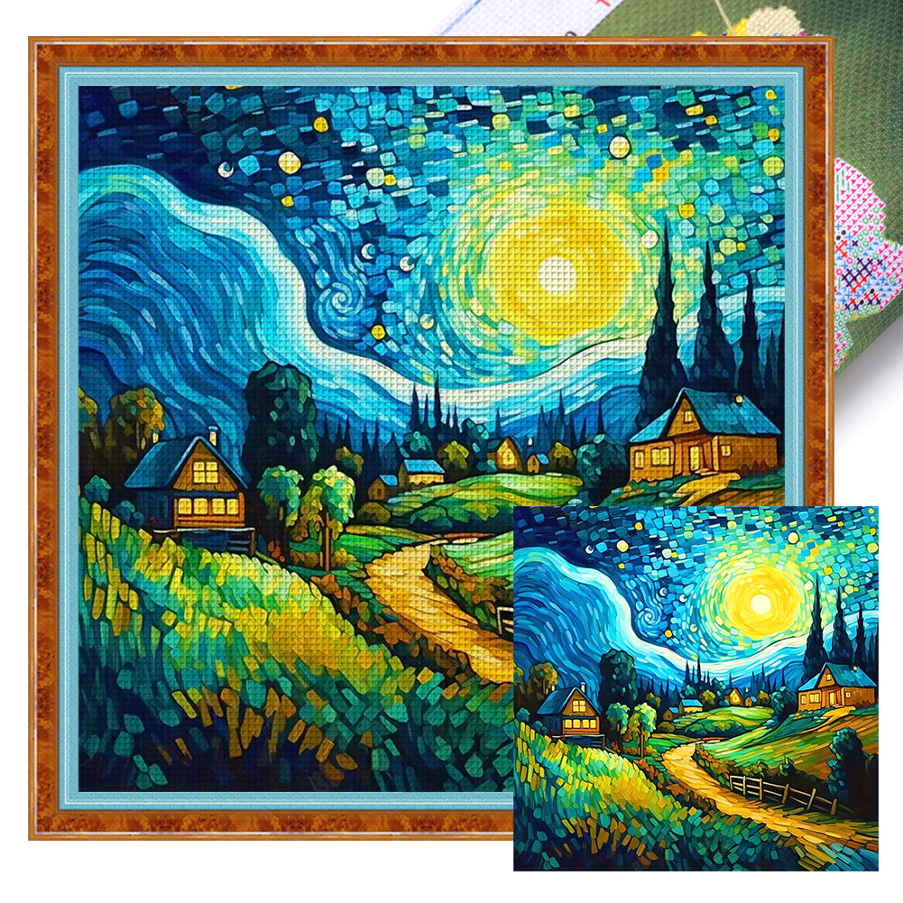 Van Gogh Starry Sky - 14CT Stamped Cross Stitch 40*40CM