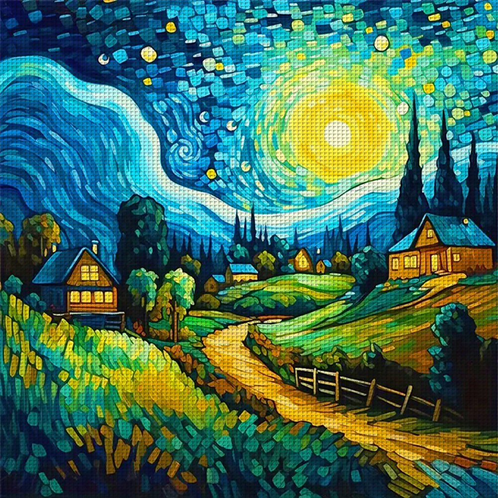 Van Gogh Starry Sky - 14CT Stamped Cross Stitch 40*40CM