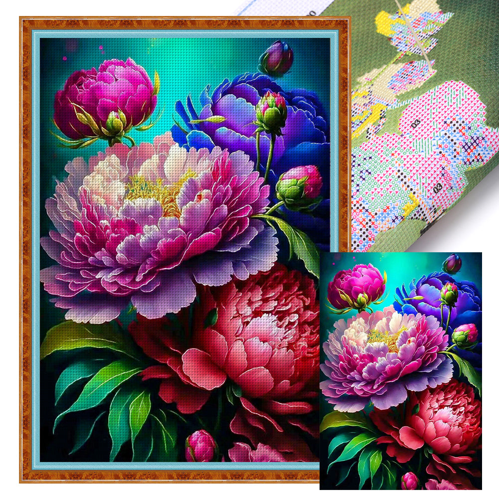 Peony - 11CT Stamped Cross Stitch 40*60CM