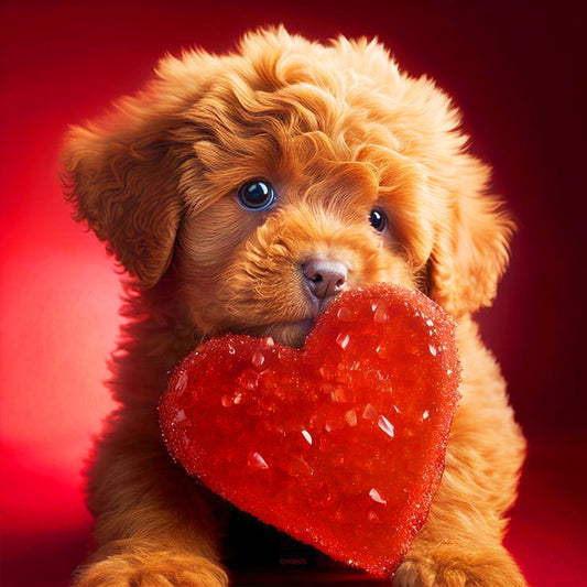 Love And Puppy - Full Round Drill Diamond Painting 30*30CM