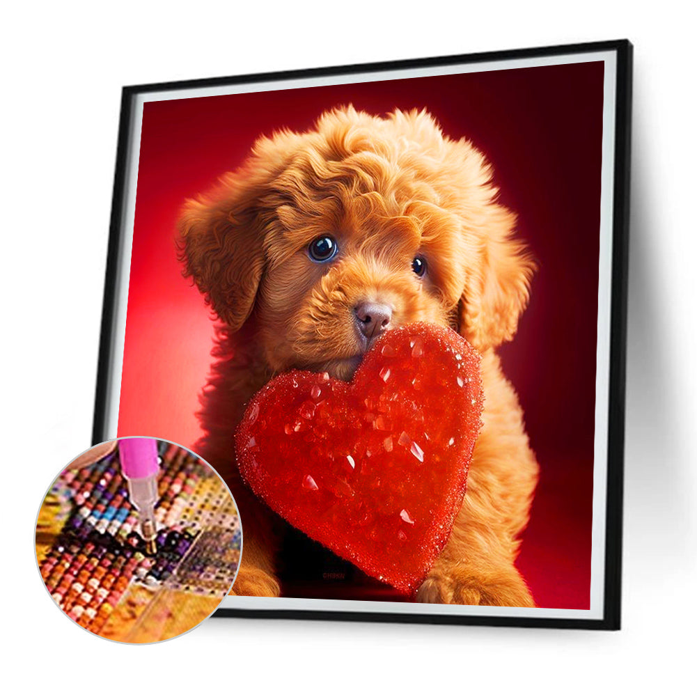 Love And Puppy - Full Round Drill Diamond Painting 30*30CM
