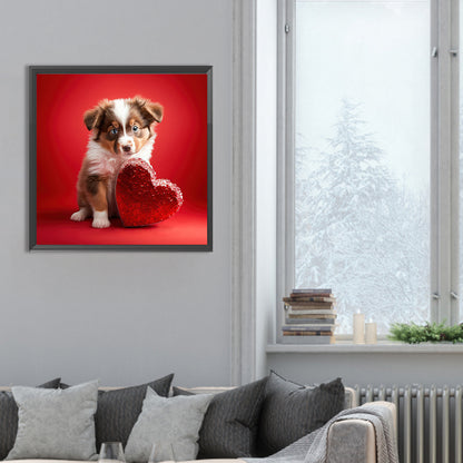Love And Puppy - Full Round Drill Diamond Painting 30*30CM