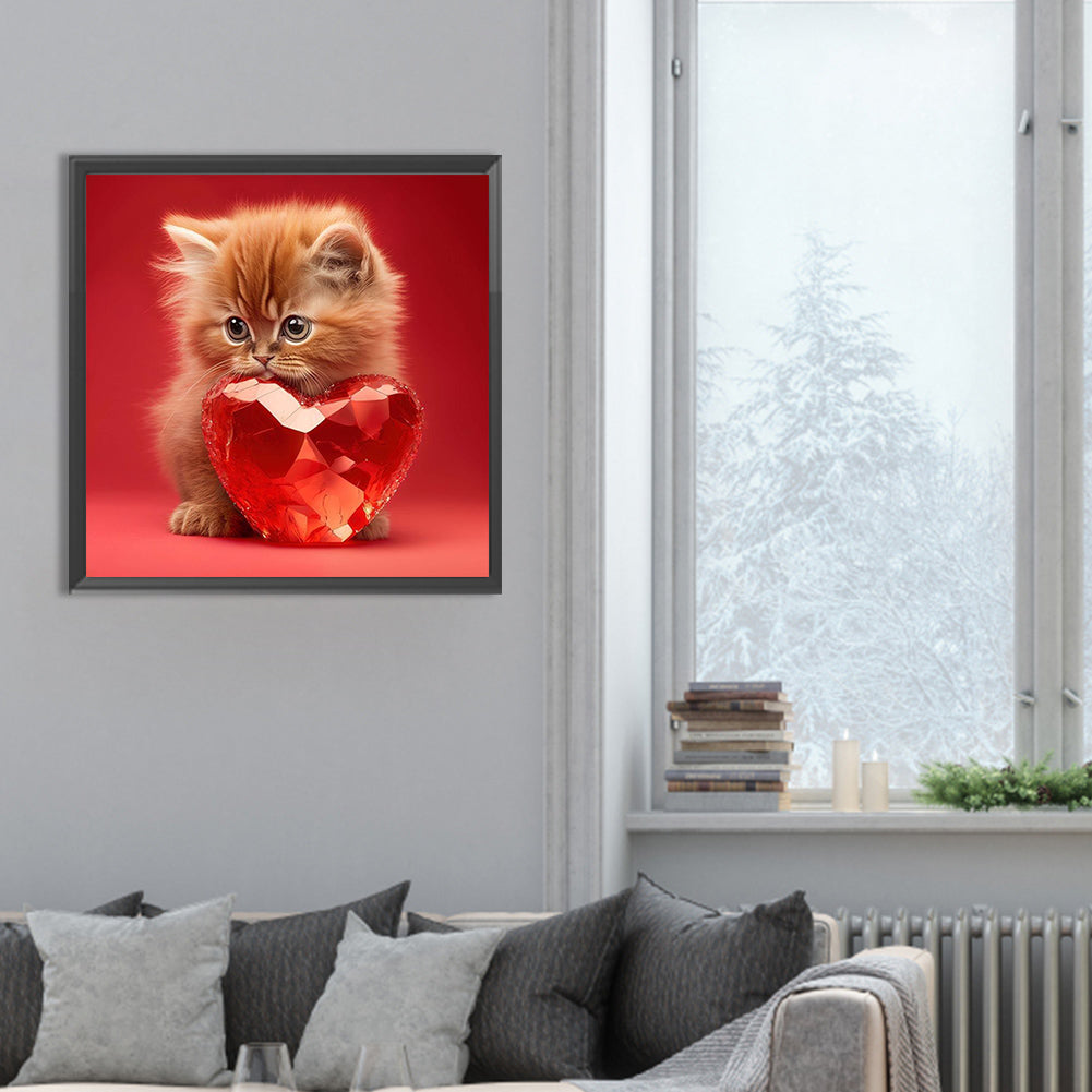 Love And Kitten - Full Round Drill Diamond Painting 30*30CM