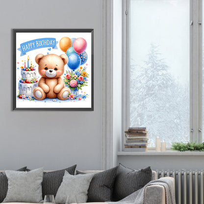 Birthday Bear - Full Round Drill Diamond Painting 30*30CM