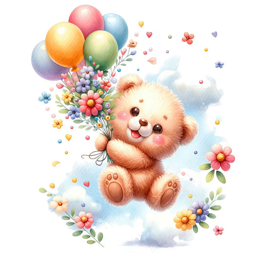 Birthday Bear - Full Round Drill Diamond Painting 30*30CM