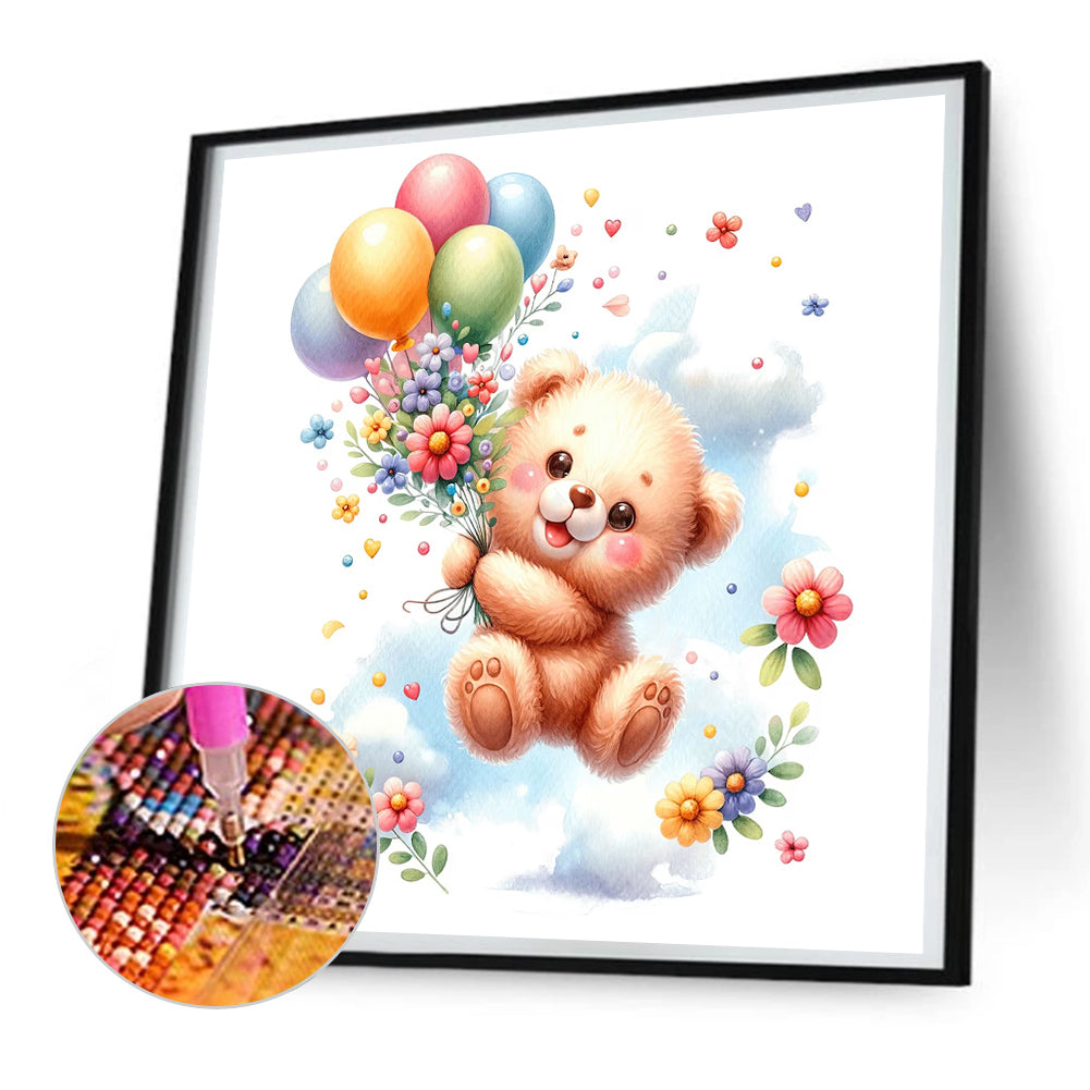 Birthday Bear - Full Round Drill Diamond Painting 30*30CM