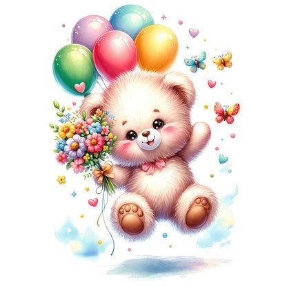 Birthday Bear - Full Round Drill Diamond Painting 30*30CM