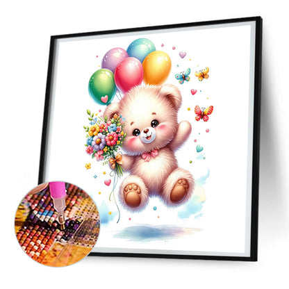 Birthday Bear - Full Round Drill Diamond Painting 30*30CM