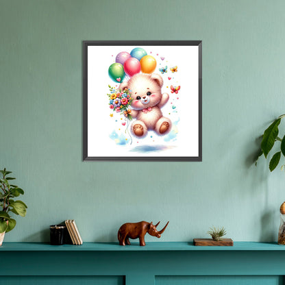 Birthday Bear - Full Round Drill Diamond Painting 30*30CM