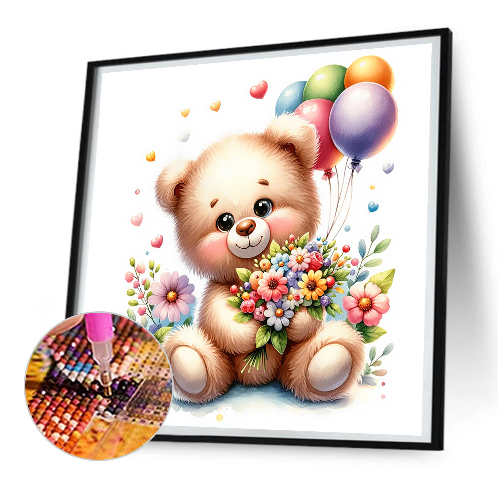 Birthday Bear - Full Round Drill Diamond Painting 30*30CM