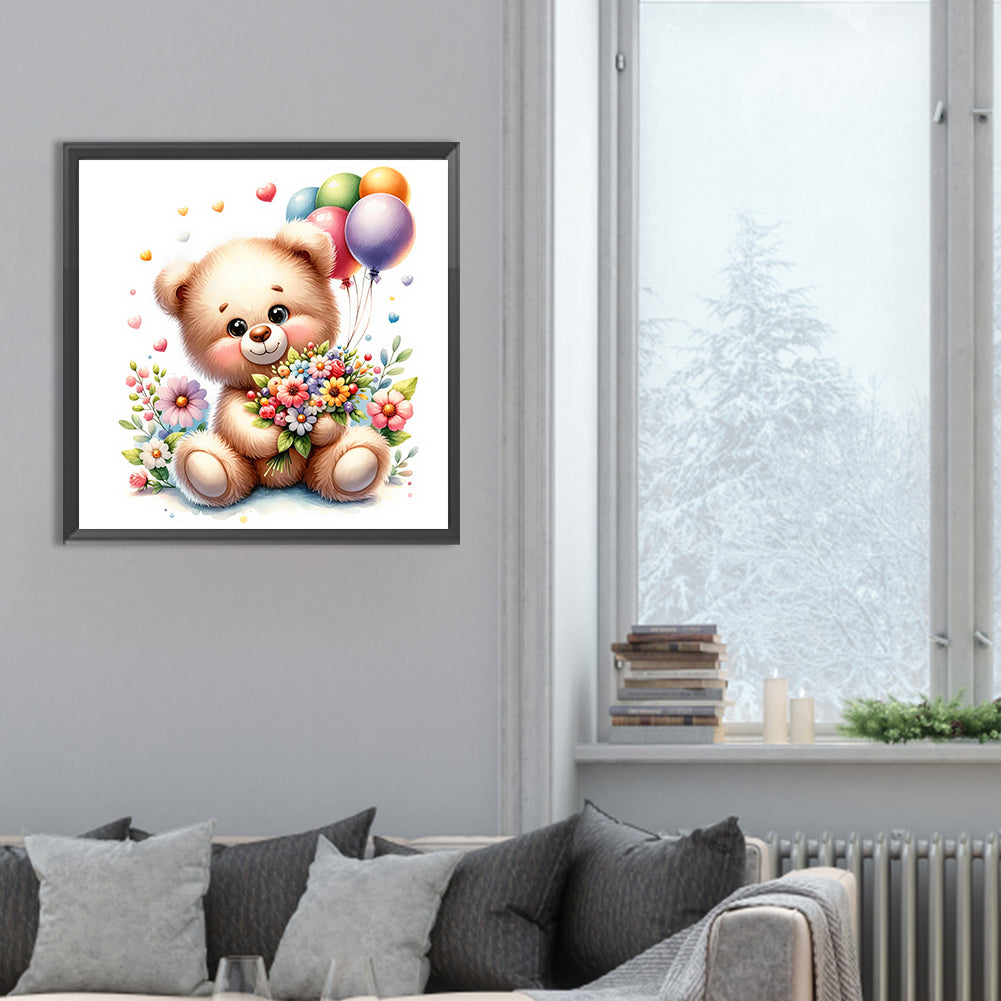 Birthday Bear - Full Round Drill Diamond Painting 30*30CM