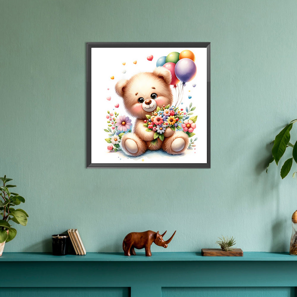 Birthday Bear - Full Round Drill Diamond Painting 30*30CM