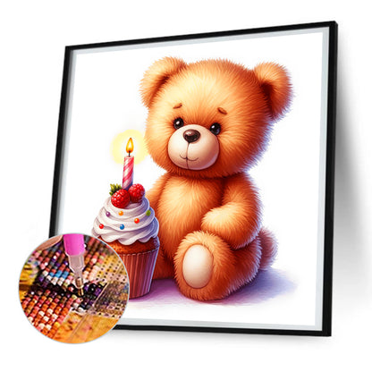 Birthday Bear - Full Round Drill Diamond Painting 30*30CM