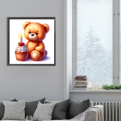 Birthday Bear - Full Round Drill Diamond Painting 30*30CM