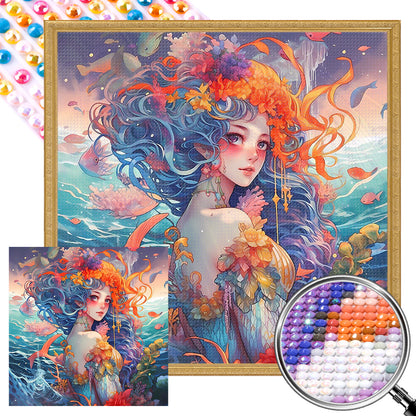 Mermaid Girl - Full AB Round Drill Diamond Painting 40*40CM