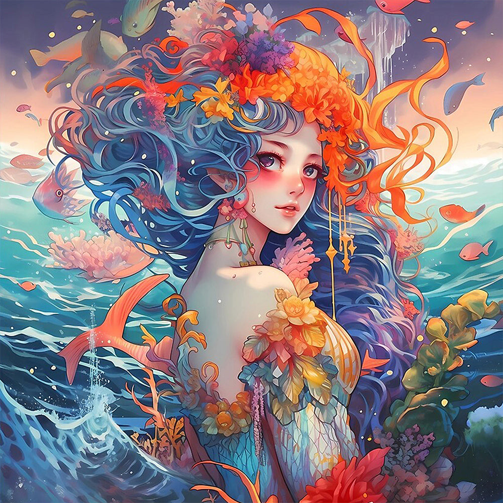 Mermaid Girl - Full AB Round Drill Diamond Painting 40*40CM