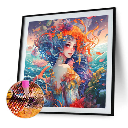 Mermaid Girl - Full AB Round Drill Diamond Painting 40*40CM