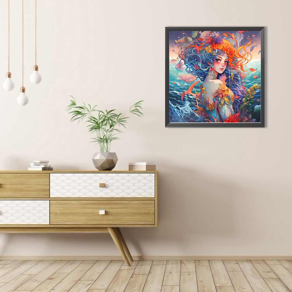 Mermaid Girl - Full AB Round Drill Diamond Painting 40*40CM