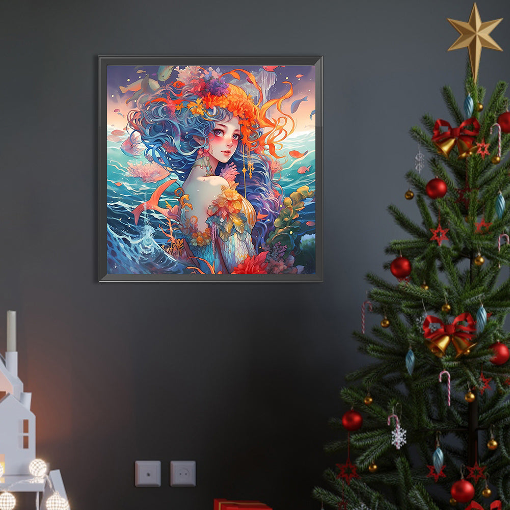 Mermaid Girl - Full AB Round Drill Diamond Painting 40*40CM