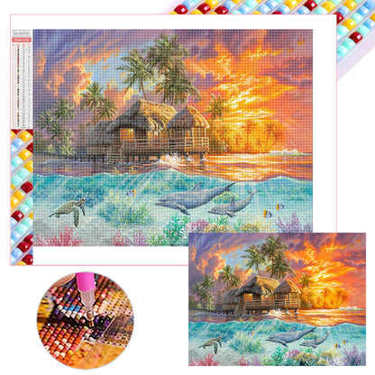 Tropical Seaside - Full Square Drill Diamond Painting 40*30CM