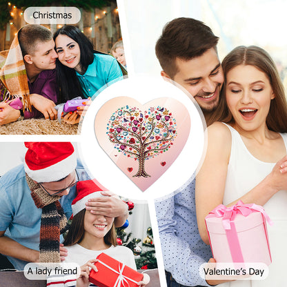 6 Pcs Christmas Special Shape Diamond Painting Greeting Card Kit (Heart Tree)