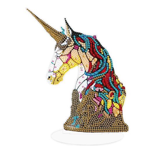 Diamond Painting Desktop Decor with Light for Office Desktop Decor (Unicorn)