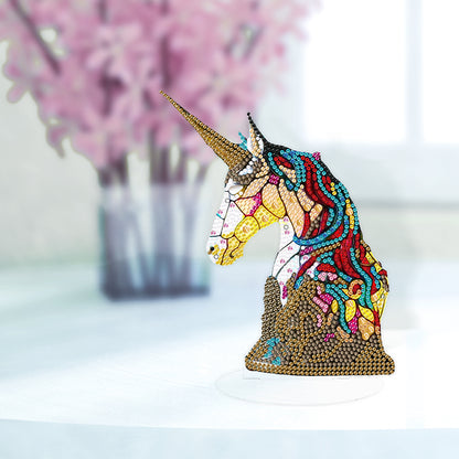 Diamond Painting Desktop Decor with Light for Office Desktop Decor (Unicorn)