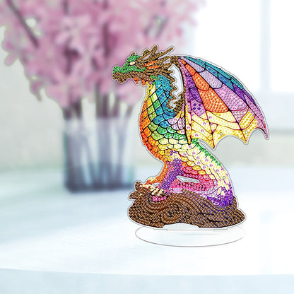 Diamond Painting Desktop Decoration with Light for Office Desktop Decor (Dragon)