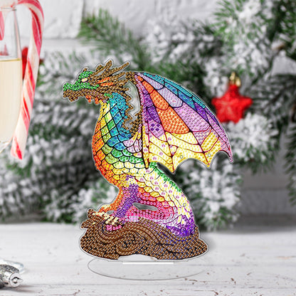 Diamond Painting Desktop Decoration with Light for Office Desktop Decor (Dragon)