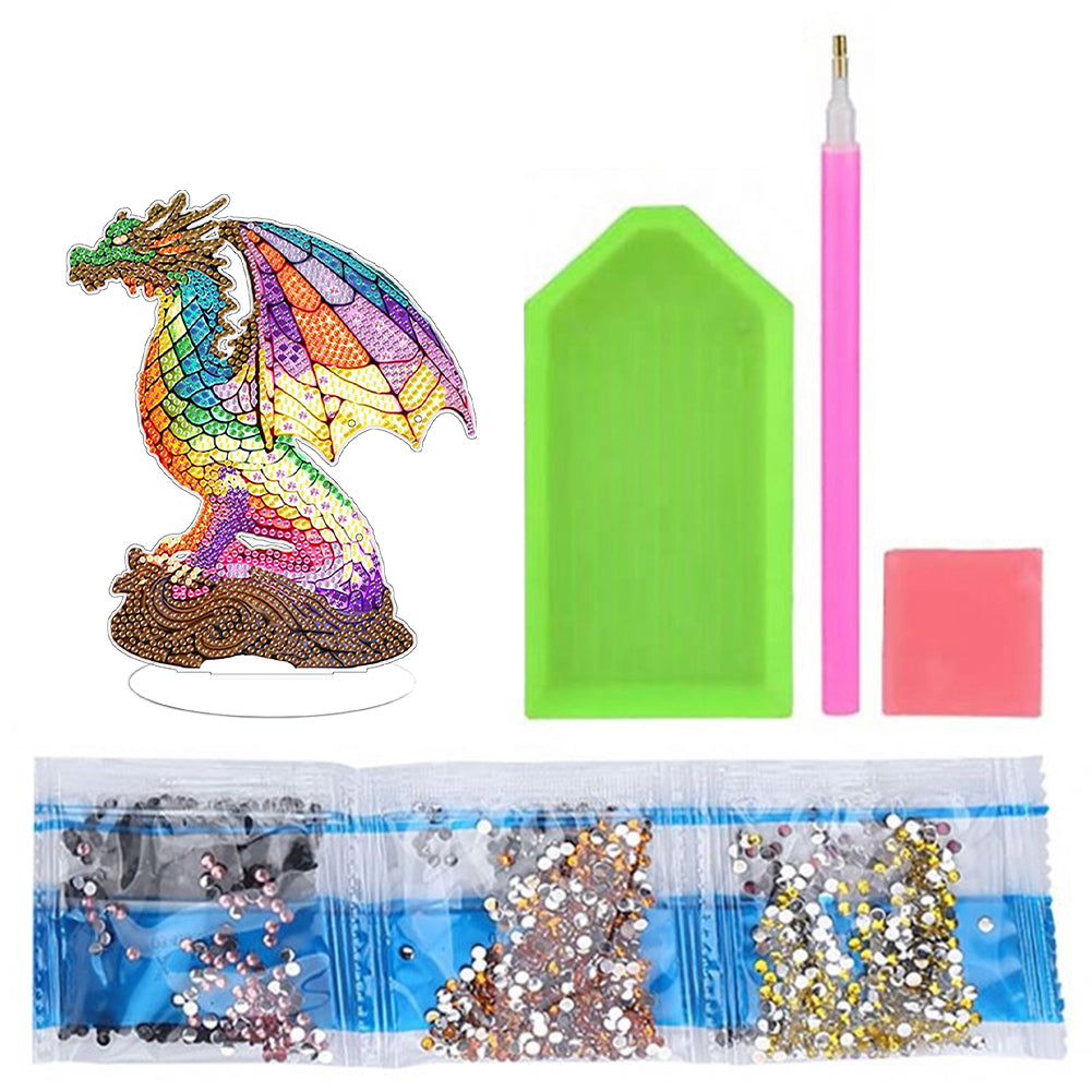 Diamond Painting Desktop Decoration with Light for Office Desktop Decor (Dragon)