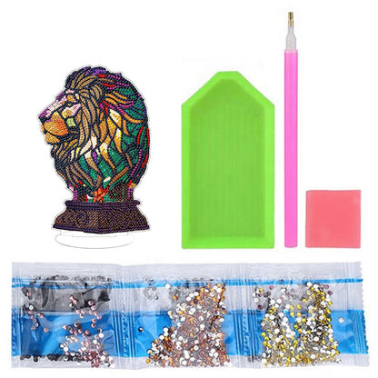 Diamond Painting Desktop Decoration with Light for Office Desktop Decor (Lion)