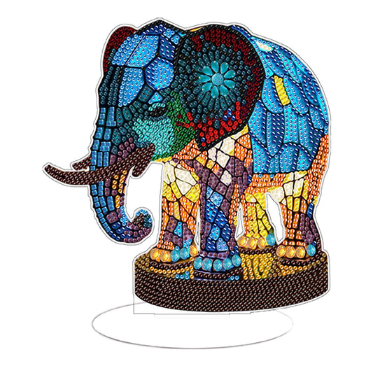 Diamond Painting Desktop Decor with Light for Office Desktop Decor (Elephant)