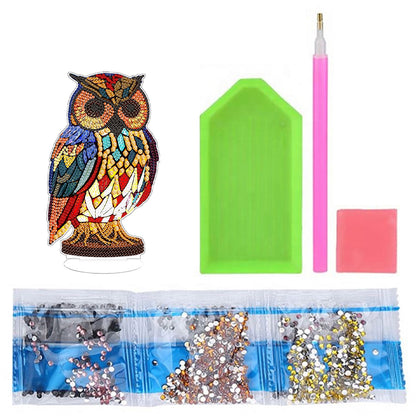 Diamond Painting Desktop Decoration with Light for Office Desktop Decor (Owl)