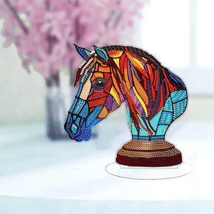 Diamond Painting Desktop Decoration with Light for Office Desktop Decor (Horse)