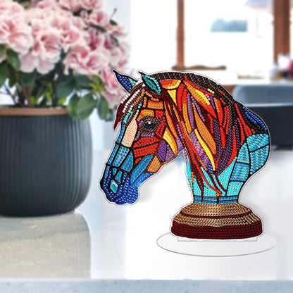 Diamond Painting Desktop Decoration with Light for Office Desktop Decor (Horse)