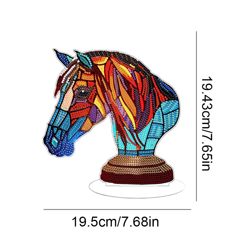 Diamond Painting Desktop Decoration with Light for Office Desktop Decor (Horse)