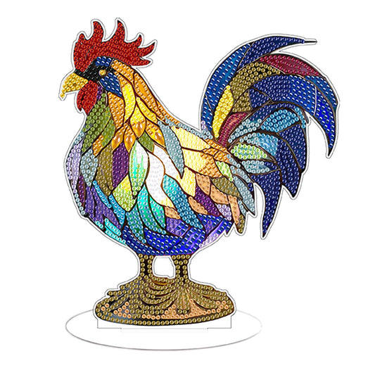 Diamond Painting Desktop Decor with Light for Office Desktop Decor (Rooster)